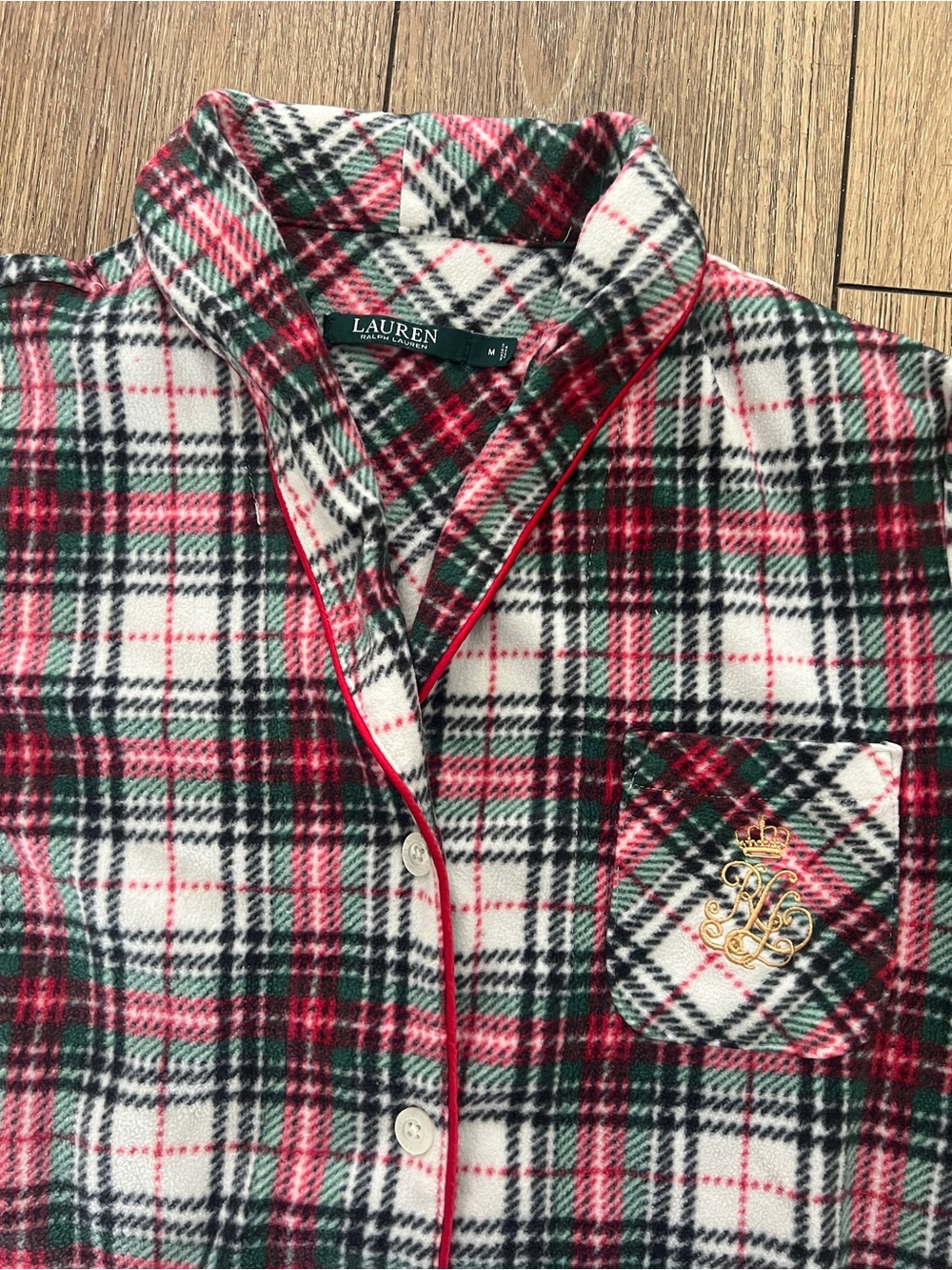Ralph Lauren Red, Green & White Plaid Button- Pajama set